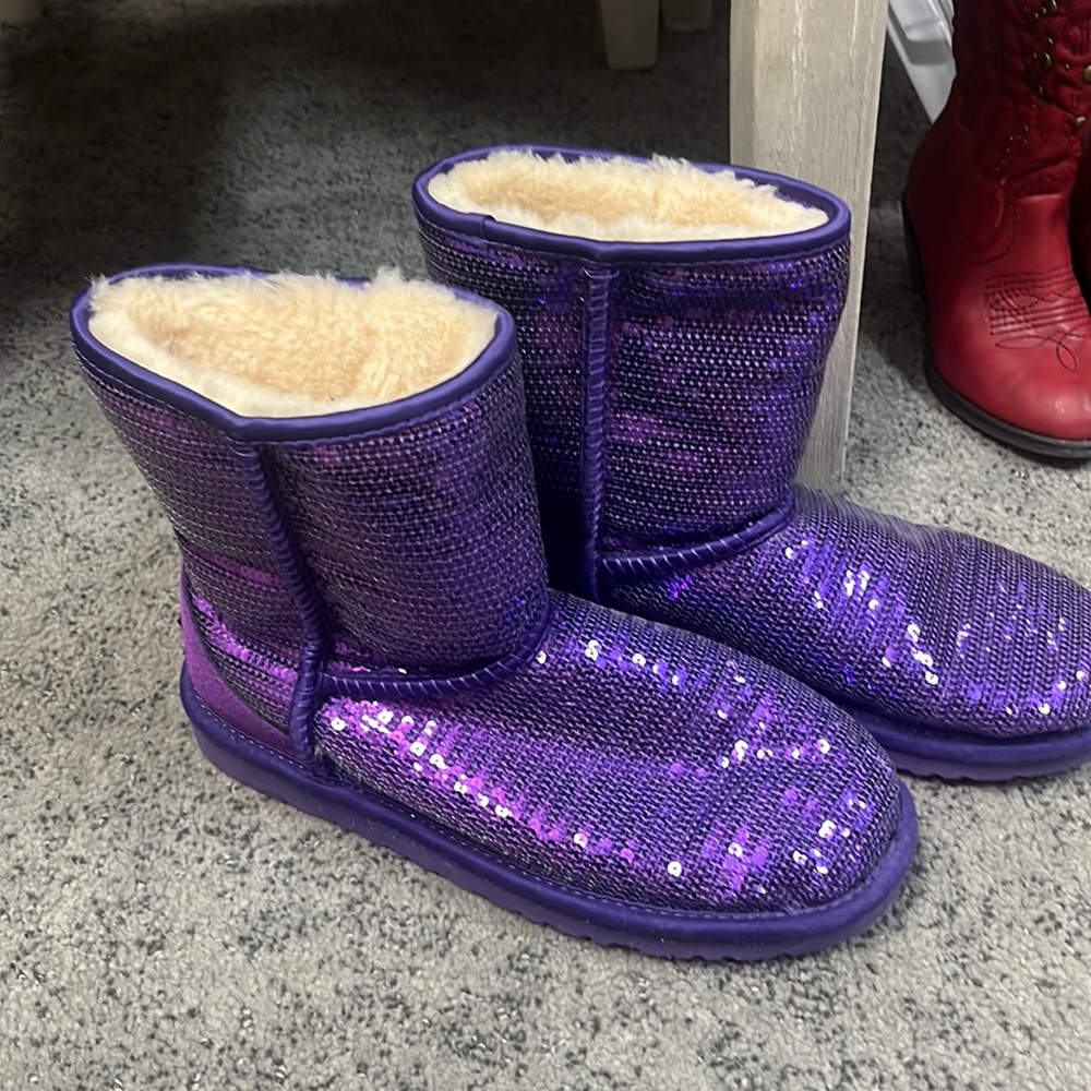 Purple Sparkle UGG Boots Size 6
